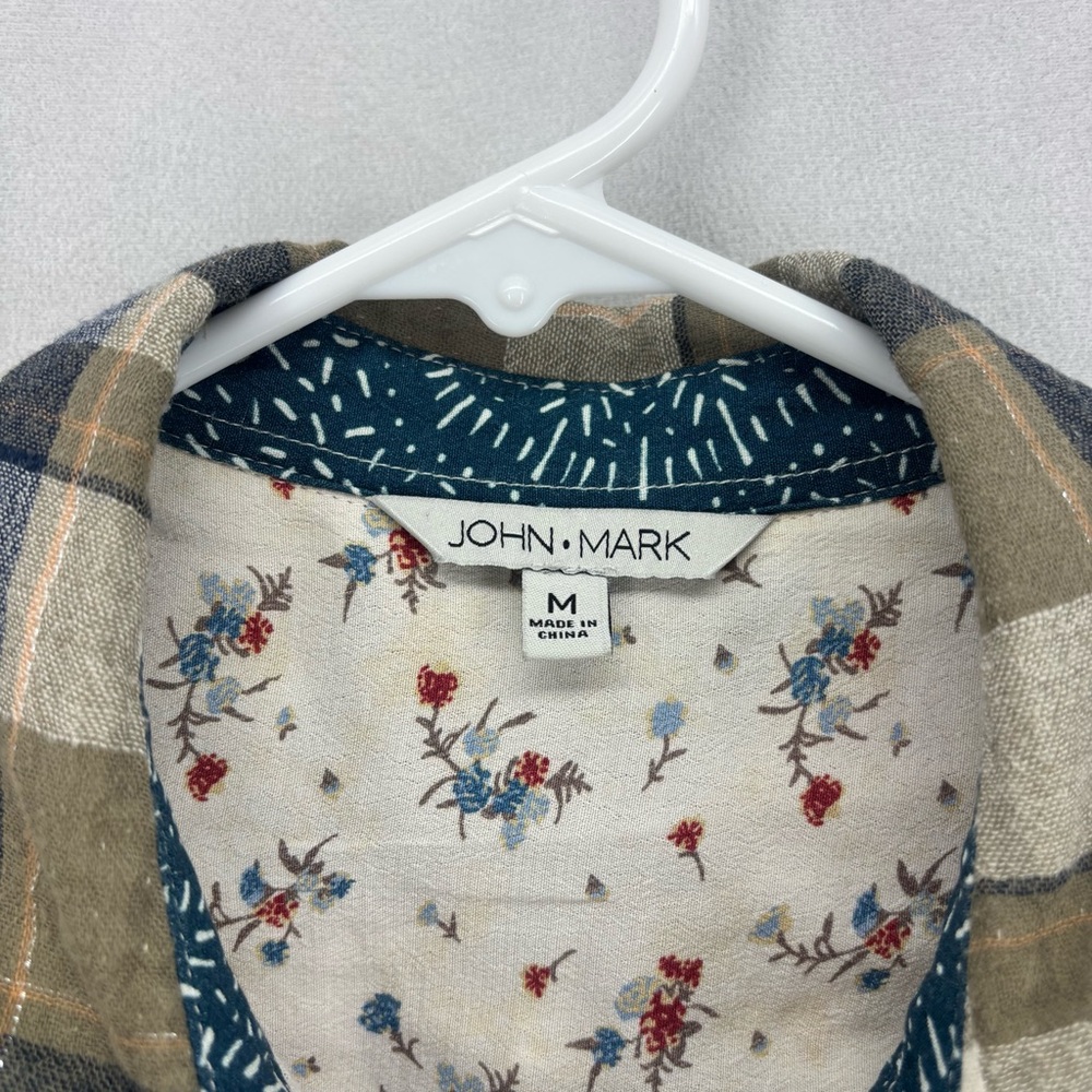 John Mark Plaid Patchwork Embroidered Button Fron… - image 6